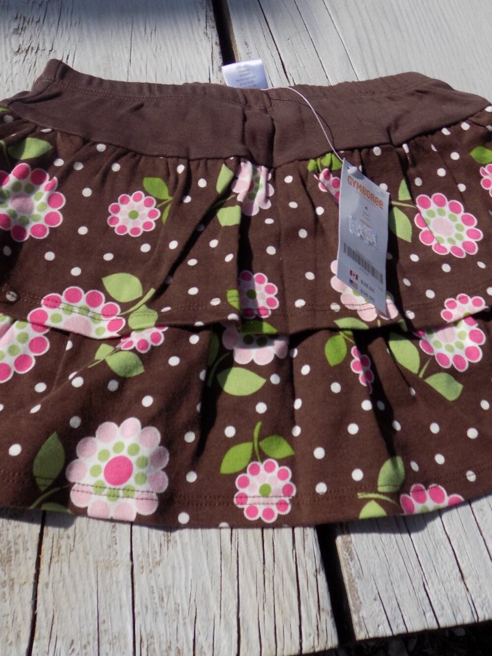 GYMBOREE Skort w Flowers Brown Pink Size 4 with Tag